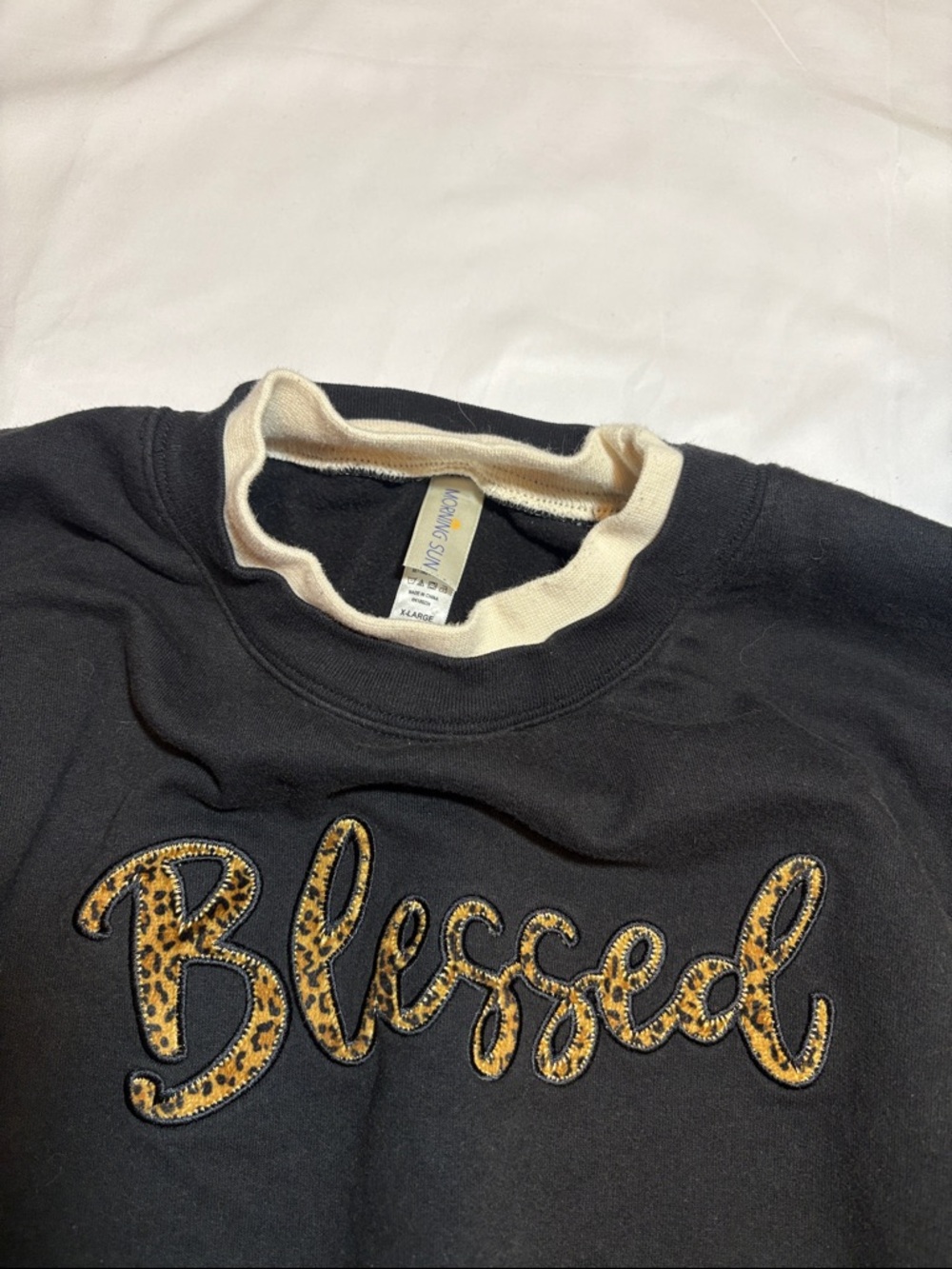 “Blessed” 90s Morning Sun Double Collar Crewneck Sweatshirt Leopard Print Baddie